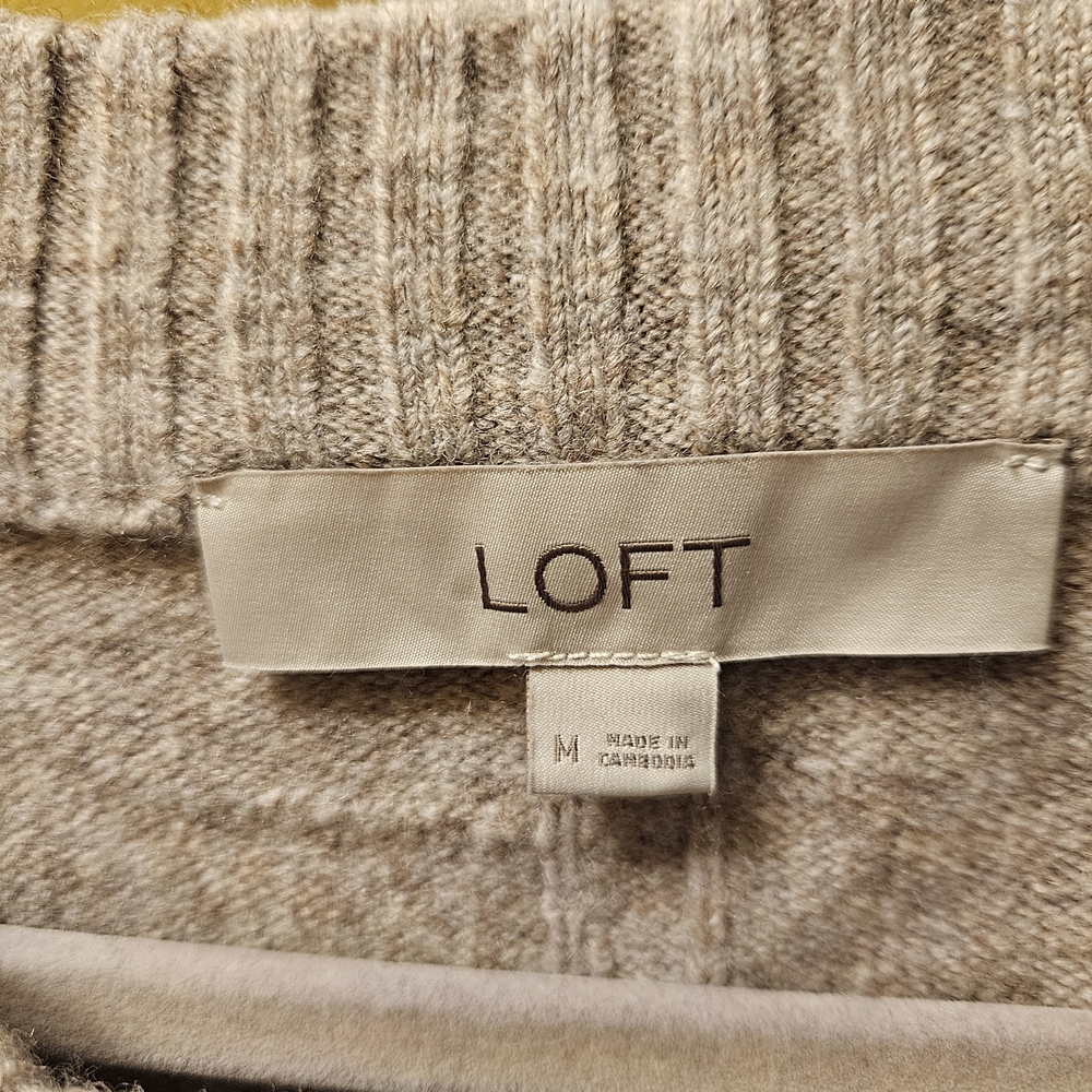 LOFT Beige Taupe Ribbed Sweater
